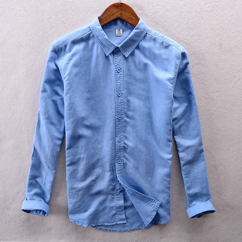 Suehaiwe의 브랜드 남성 셔츠 긴팔 셔츠 남성 린넨 코튼 셔츠 남성 패션 캐미 사 masculina chemise 옴므 S-3XL 8 색